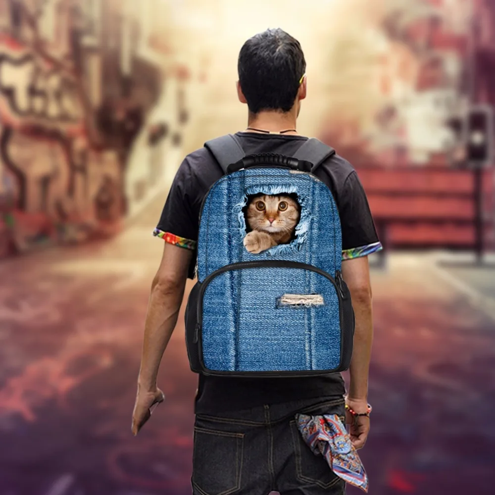 WHOSEPET джинсовая кошка школьная сумка для подростка мальчиков рюкзаки школьные