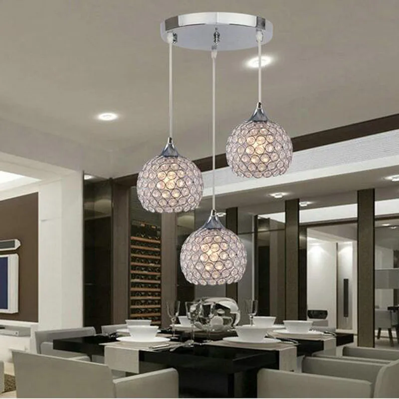 Современная Потолочная люстра с 3 светильниками и хрустальными шариками