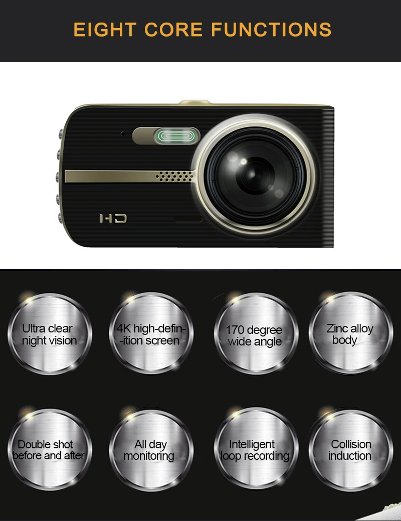 CHARONPLU DVR Dash camera Dual Dash Cam Car Dash camera Dash Cam 4 k/Con Vision Nocturna Car camera recorder видеорегистратор для автомобиля