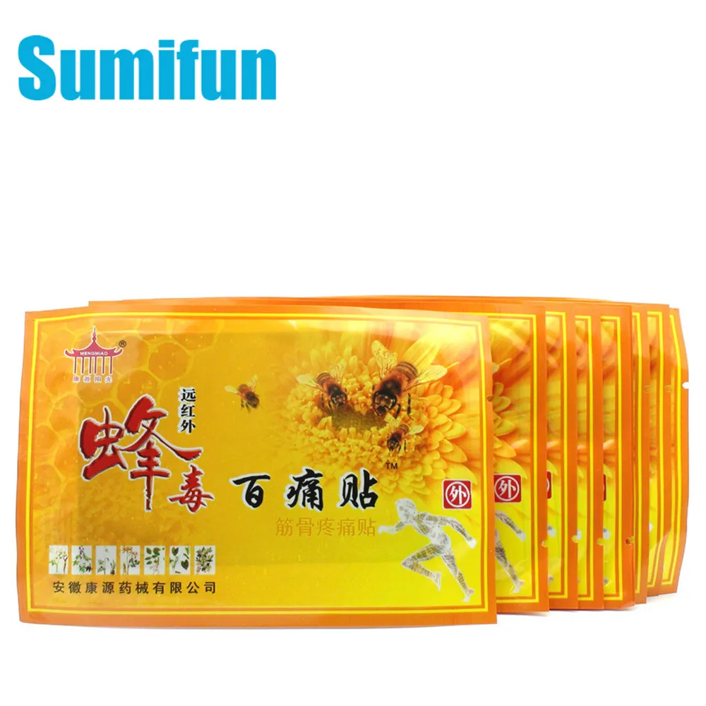 Sumifun 1 пакет пчелиный яд бальзам для боли в суставах пластырь для шеи и спины Расслабление для тела Обезболивание тела облегчение боли ортопедические пластыри C329