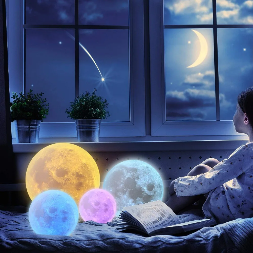 Очень большой! aoguteely бесшовные луна лампы 16 Цвета светодиодный Lunar затемнения