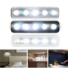 Мини домашний аварийный настенный светильник, 5 LED сенсорный выключатель, батарея AAA, беспроводная Маленькая ночная лампа для спальни, кухни, гардероба
