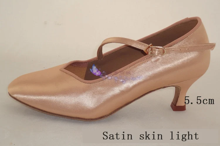 Light Skin heel 55mm Кроссовки для латинских танцев; Брендовая женская обувь высокого качества из атласа; женская обувь для аэробики; спортивная обувь для девочек с пряжкой; купоны для танцев; BD138; Лидер продаж - Цвет: Light Skin heel 55mm