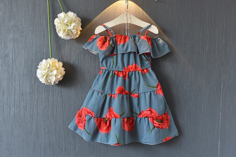 Детское летнее платье AiLe Rabbit Корейская версия модная детская юбка с разбитыми