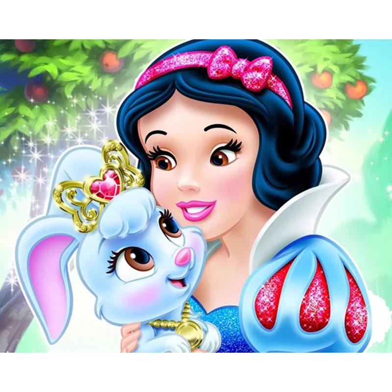 Новый 5d алмазная Вышивка Белоснежка и кролик вышивка крестом значок домашнего