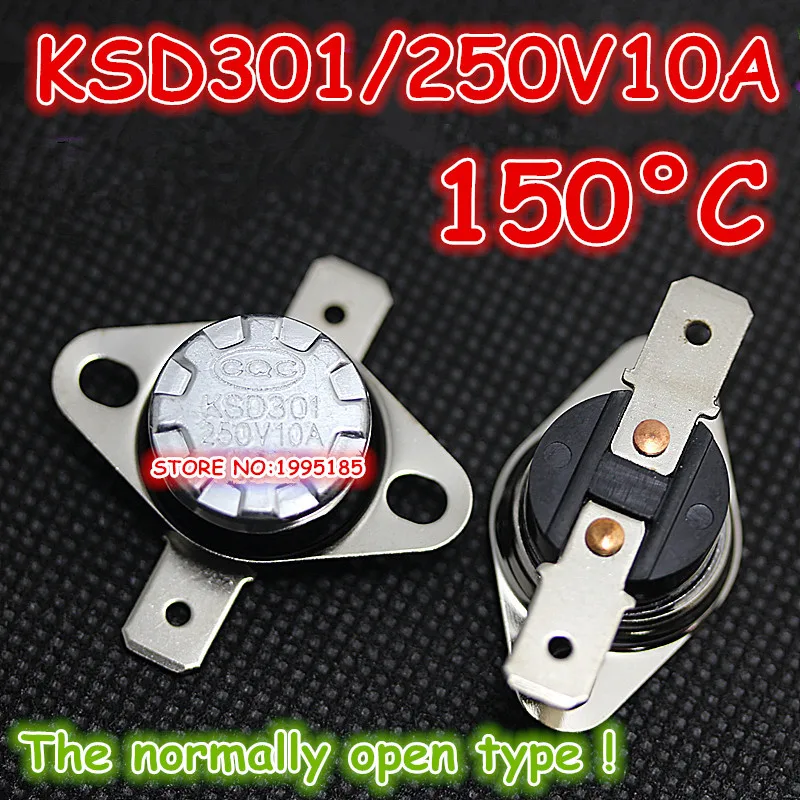 10 шт./лот KSD301 250V10A 150 градусов по Цельсию C нормально открытый (N O) термостат с