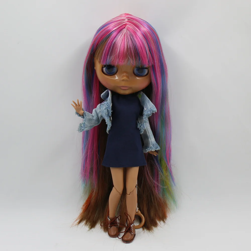 Кукла Blyth ICY DBS 1/6 с цветными волосами Центральная вырезка шоколадная темная кожа 4