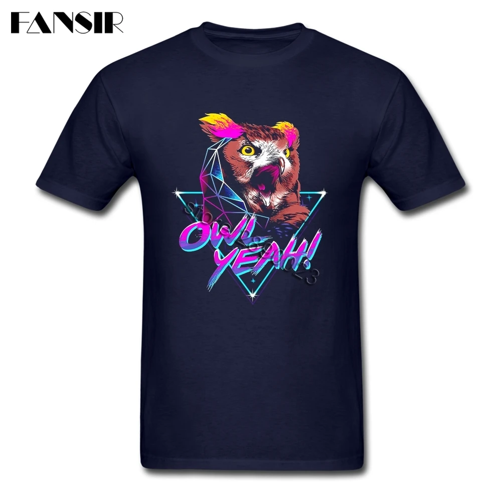 Vaporwave Owl Aesthetic Short Sleeved T-shirt Adult Leisure Tee Shirt Pure Cotton Crew Neck Men's For Team | Мужская одежда