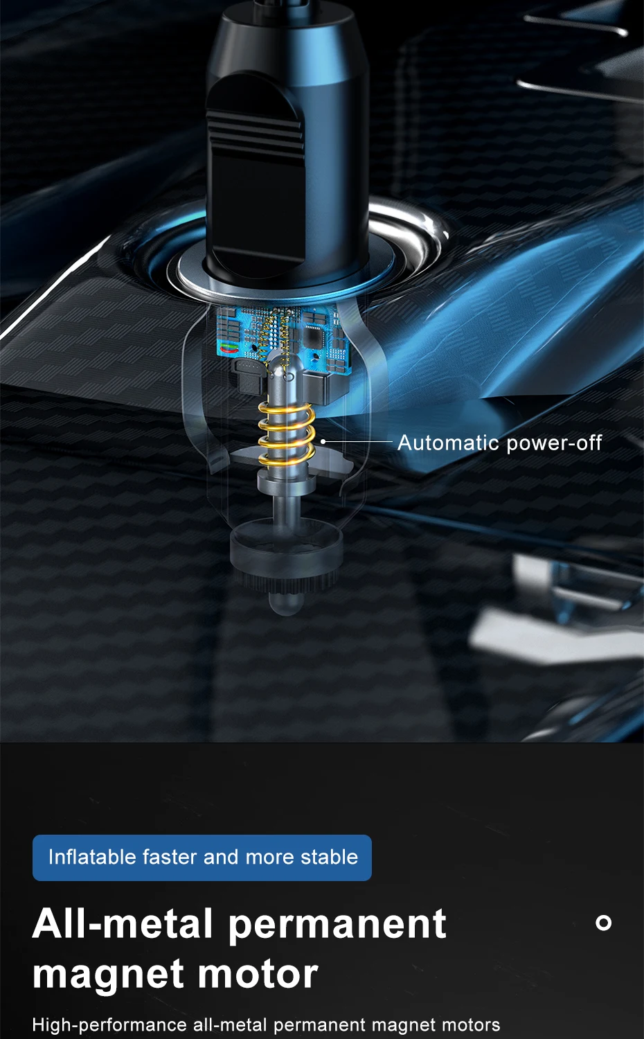 Baseus 12V автомобильный воздушный компрессор интеллектуальная Авто Накачка шин насос Мини Портативный электрический насос для накачивания автомобильных шин компрессора
