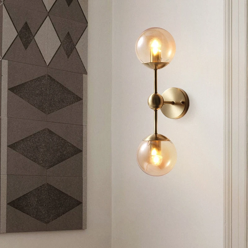 

Glass ball Luminaria Nordic LED Modern Wall Lamp Copper Living Room wall sconce Background Golden Home Deco LED Light Fixtures