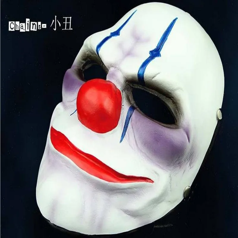 Бесплатная доставка Payday 2 Heist Joker Clown цепочки из полимера маска Новейшая игра Maquerade