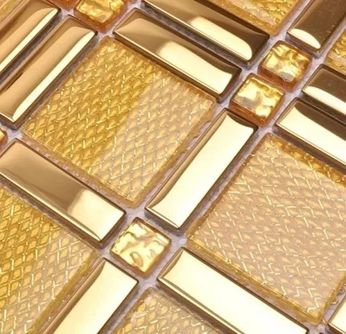 Стеклянная мозаика из нержавеющей стали золотого цвета и бриллианты для кухни