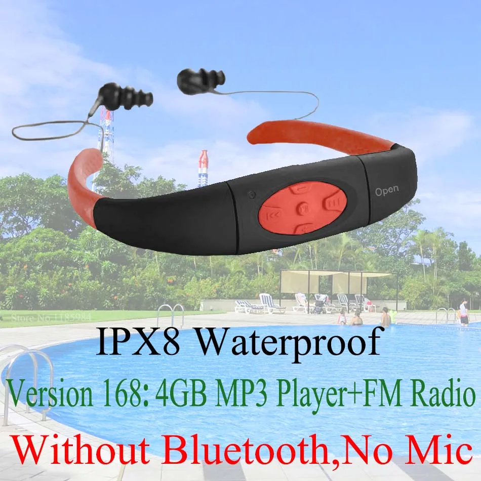 168 ( 4GB MP3 E ) 268 IPX8 водонепроницаемый Bluetooth 4,0; 168 4 ГБ 8 ГБ Водонепроницаемый MP3-плеер fm-радио) Плавание ming Дайвинг подводный Спорт Плавание Наушники - Цвет: 168 ( 4GB MP3 E )