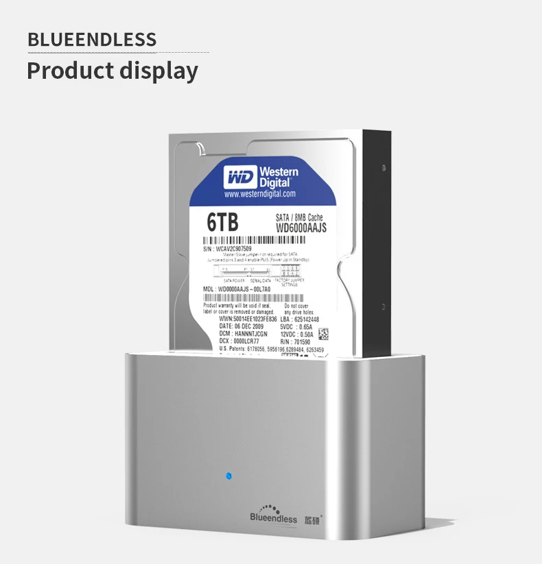 Blueendless 1 отсек hdd док-станция sata usb 3,0 Корпус жесткого диска Алюминиевый Жесткий драйвер ридер 2,5 3,5 дюймов hdd caddy