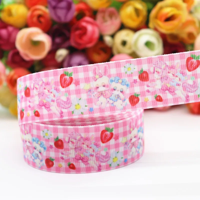 5 ярдов Grosgrain лента клубника торт печатная лента " 25 мм пробки для бутылок DIY ремесла аксессуары ручной работы M19062601