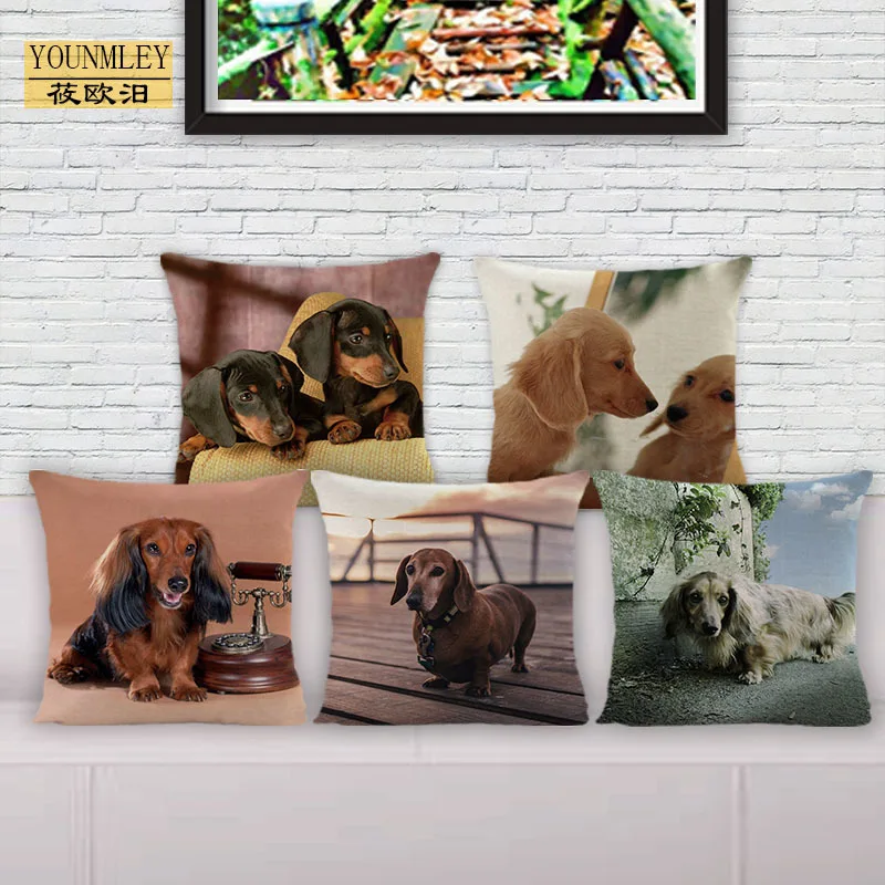 Новая подушка perro salchicha dachshund наволочка 1" домашние декоративные подушки для диванных хлопок лен наволочка 45x45 см G6