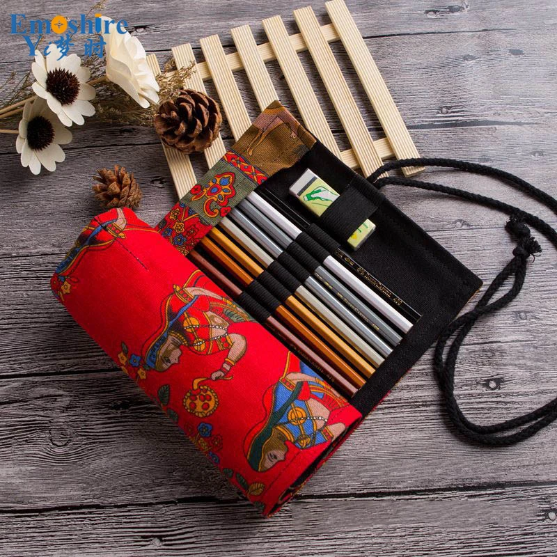 Холщовый пенал для карандашей с большой вместимостью B095|pencil box|pencilcase largepencil case |