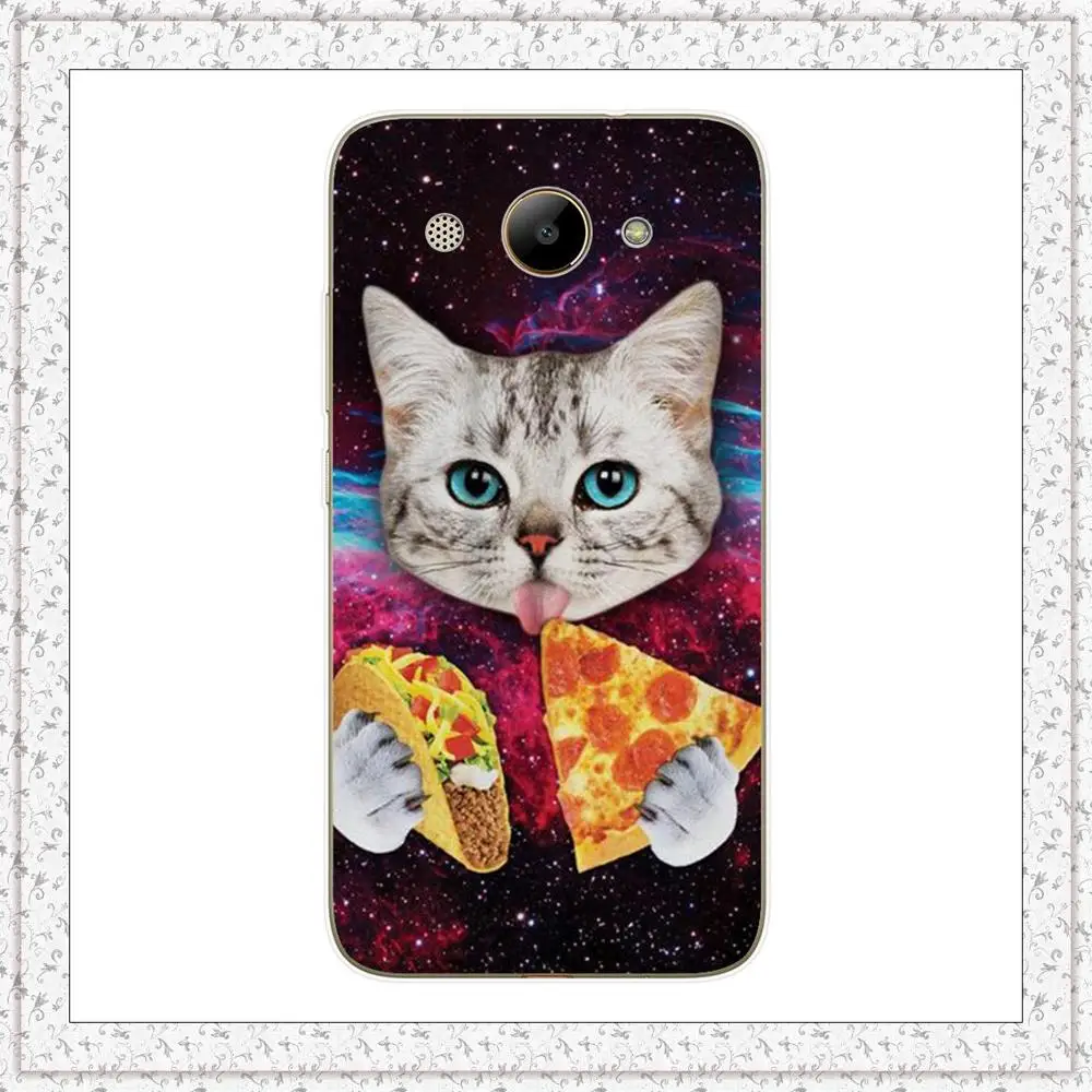 pizza cat Для huawei Y3, мягкий силиконовый чехол с принтом милых животных, кошек, чехол для телефона, чехол для huawei Y 3, Fundas Coque, бампер, чехол - Цвет: pizza cat