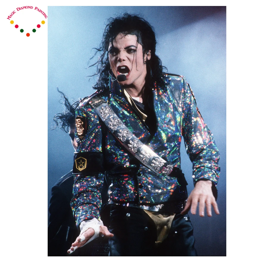 

5D DIY Стразы алмазов картина суперзвезда Майкл Джексон 20x28cm вышивка крестиком полный набор для рисования с круглыми камнями и полотном вышив...