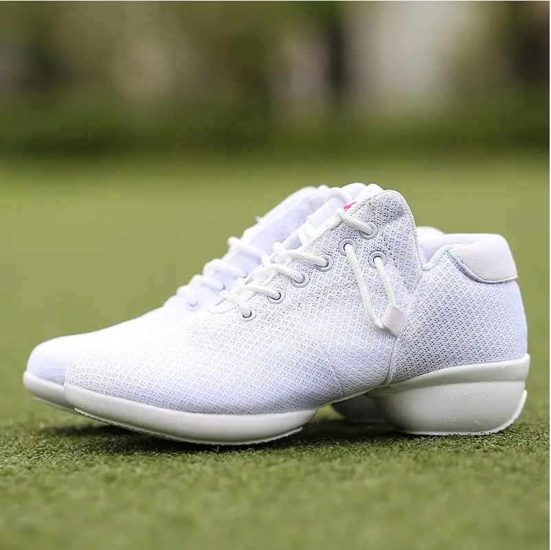 Спортивная обувь дамы Аэробика Обувь Zapatos Танцы Обувь для Для женщин Костюмы для латиноамериканских танцев сальса Джаз современные Обувь для танцев Для женщин Танцы вентиляции - Цвет: white