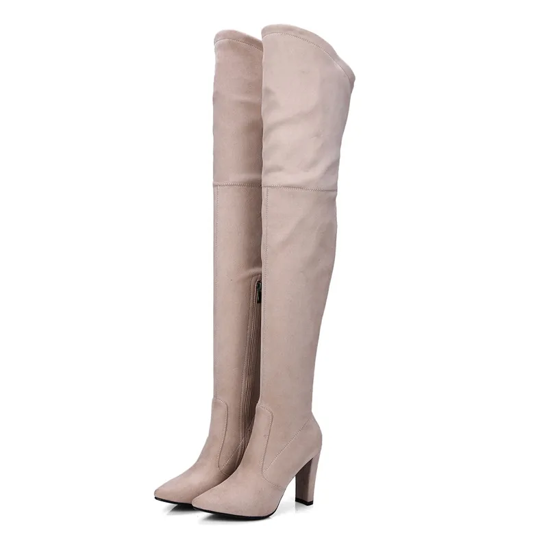 Женские сапоги из искусственной замши ASUMER однотонные Сапоги выше колена на