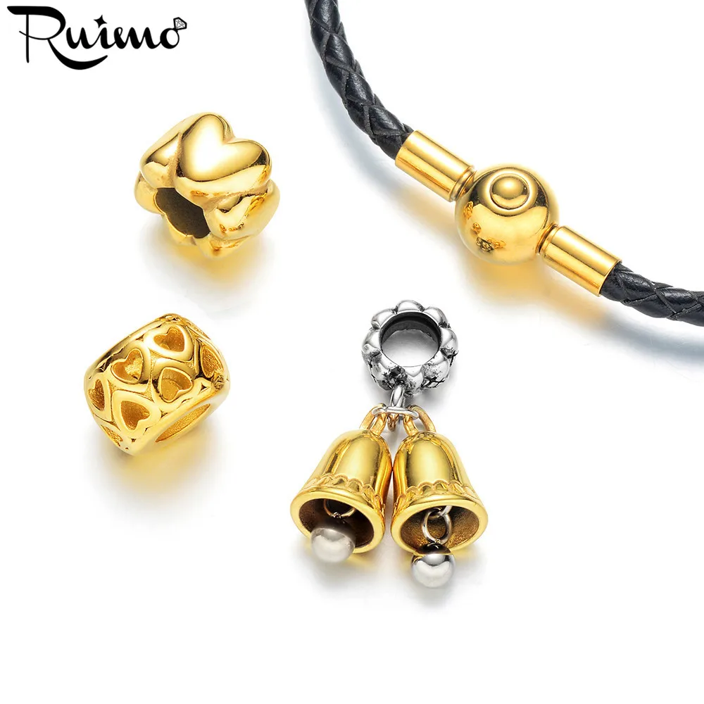 Браслет RUIMO из нержавеющей стали 316l золотого цвета с сердечком вокруг
