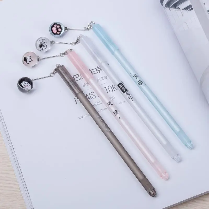 2X Kawaii Cat's Paw Csystal шариковая подвеска Гелевая Ручка-роллер ручка Студенческая канцелярская школьная офисная поставка черный 0,5 мм