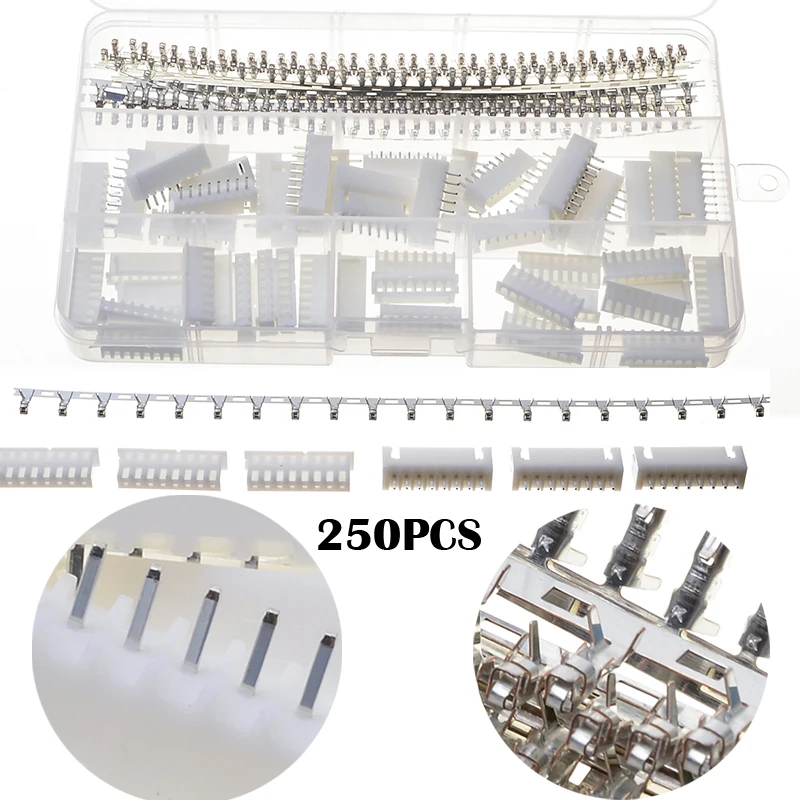 250 шт. белый Pin джемпер прямого заголовок соединителей комплект мужской и женский