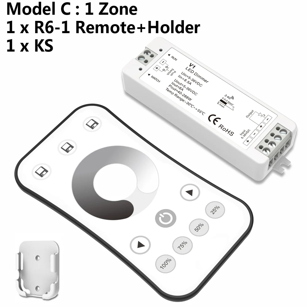 Model C Светодиодный диммер 12V 5V 24V 36V 8A PWM Беспроводной РЧ светодиодный диммер переключатель вкл/выкл с 2,4G пульт дистанционного управления для одного Цвет Светодиодные ленты светильник - Цвет: Model C