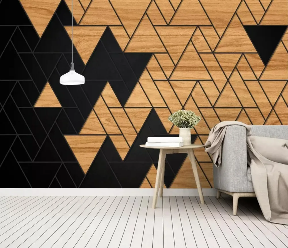

[Self-Adhesive] 3D Geometric Black Wood 44 Wall Paper mural Wall Print Decal Wall Murals