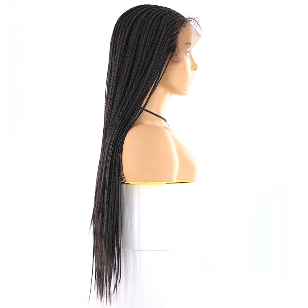 13x6 Lace Front Synthetic Hair Wigs For Women X-TRESS Natural Black Braided Wig African American Hairstyle Long Braids Lace Wig