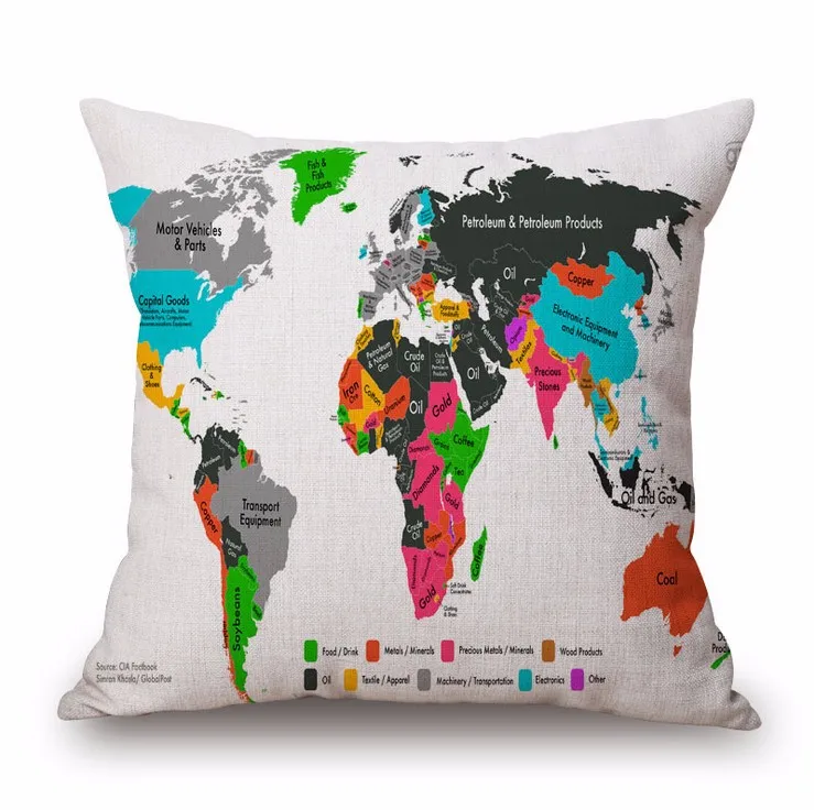 Домашний декор кровати красочная карта ручная Автомобильная подушка для дивана