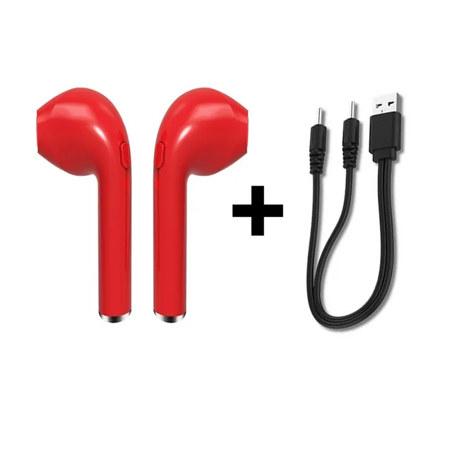 Red I7 TWS беспроводные Bluetooth наушники стерео наушники гарнитура с микрофоном зарядная коробка для iphone samsung Xiaomi для всех смартфонов - Цвет: Red