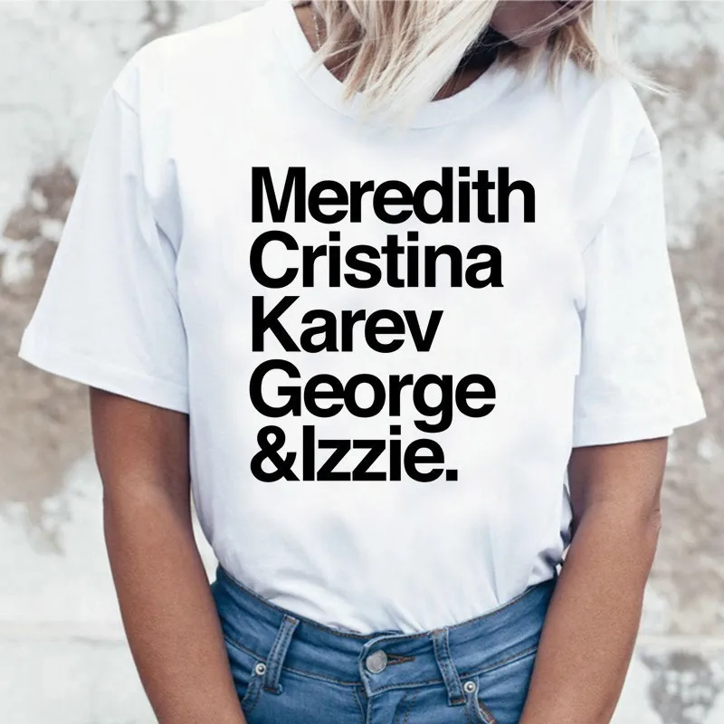 Cartoon Greys Anatomy T-shirts Women You're My Person Letter T Shirt 90s Harajuku Ullzang Fashion Tops Tee Korean Tshirt Female