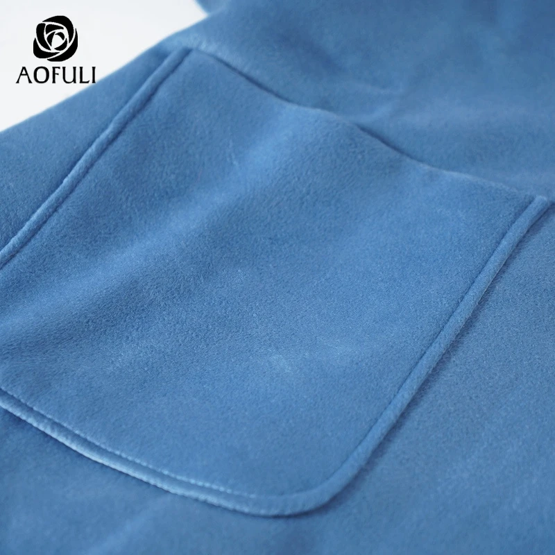 XL/2XL/3XL большой размер женское синее пальто с длинными рукавами зимнее Модное