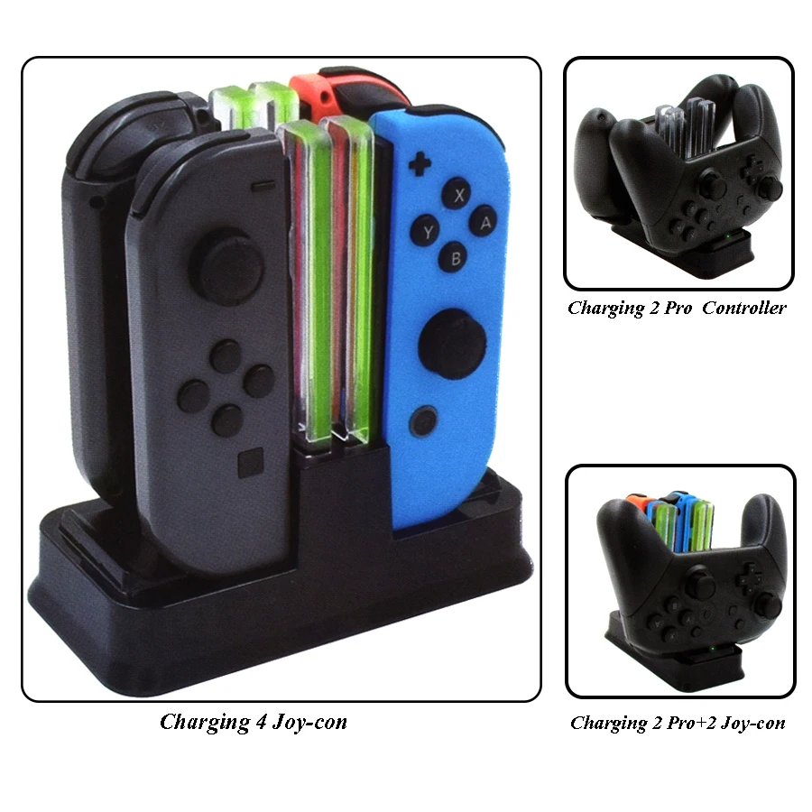 

Многофункциональная зарядная док-станция для Nintendo Switch Controller светодиодный, подставка со светодиодным дисплеем для зарядного устройства для...