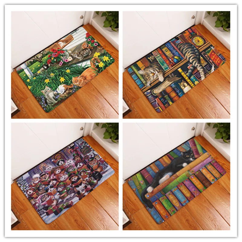 

New Creative Pretty Cat Print Carpets Bathroon Mats Anti-Slip Rugs