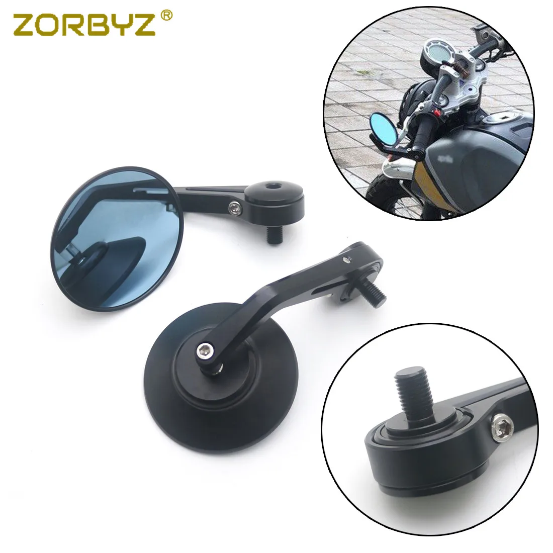 ZORBYZ черная алюминиевая рукоятка Бар Конец круглое зеркало заднего вида 10 мм резьба внутри крепление для Aprilia CR150 мотоцикла