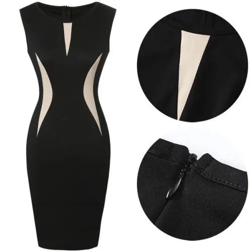 Sexy Women's Sleeveless Black Cocktail Party Working Bodycon Slim Midi Dresses | Женская одежда