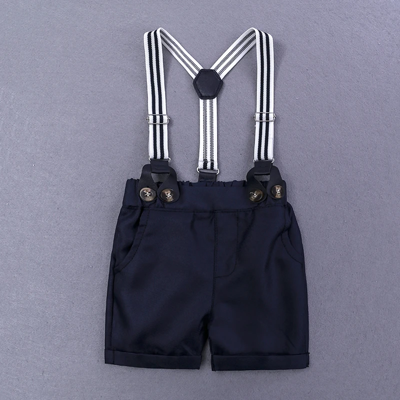 baby boy clothes long sleeve shirt with bow+overalls 2 pcs Gentleman Suits for 6-24M bebes party set wedding outfit |