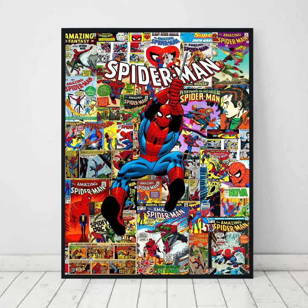 Удивительный Человек-паук Marvel Comics Супер герой коллаж холст стены Искусство Человек-паук холст живопись печать плакат картина домашний декор