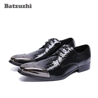 batzuzhi square toe men shoes handmade genuine leather men shoe black patent leather zapatos hombre business men dress shoes