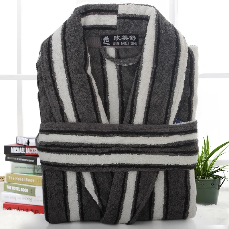 Big size 100% cotton bathrobes men toweled thickening 100% male cotton sleepwear medium-long male robe plus size plus size