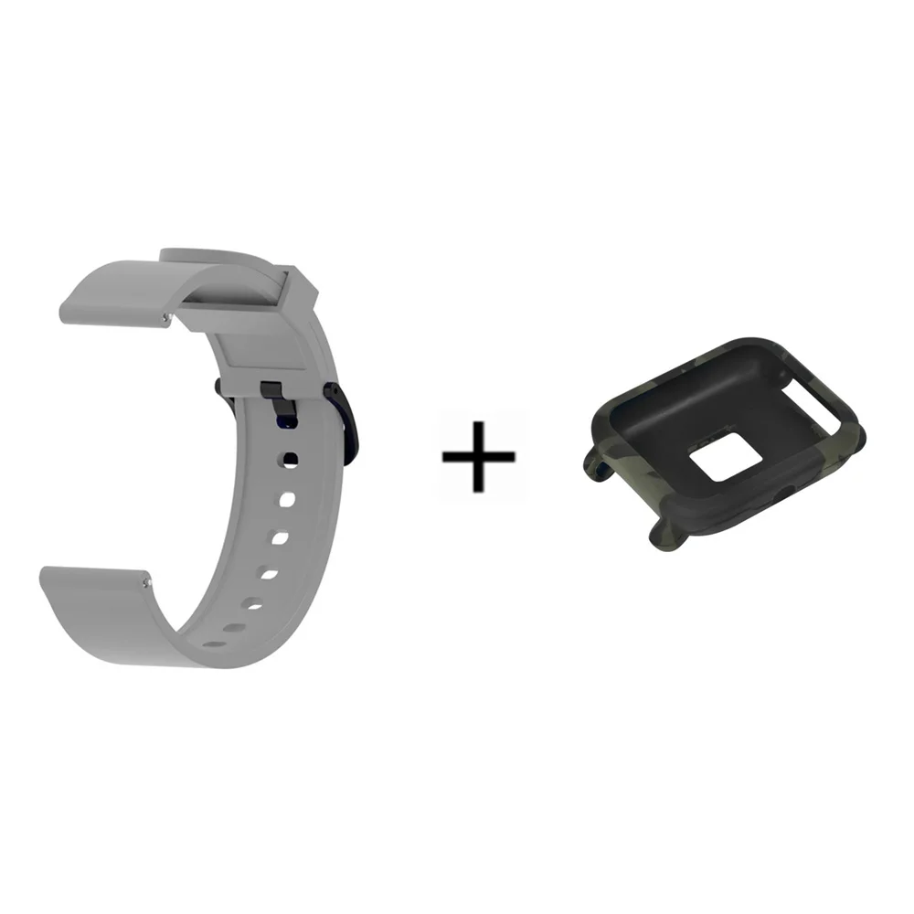 2в1 силиконовый спортивный ремешок для Xiaomi Huami Amazfit Bip Молодежные умные часы 20 мм сменный Браслет+ полный Чехол