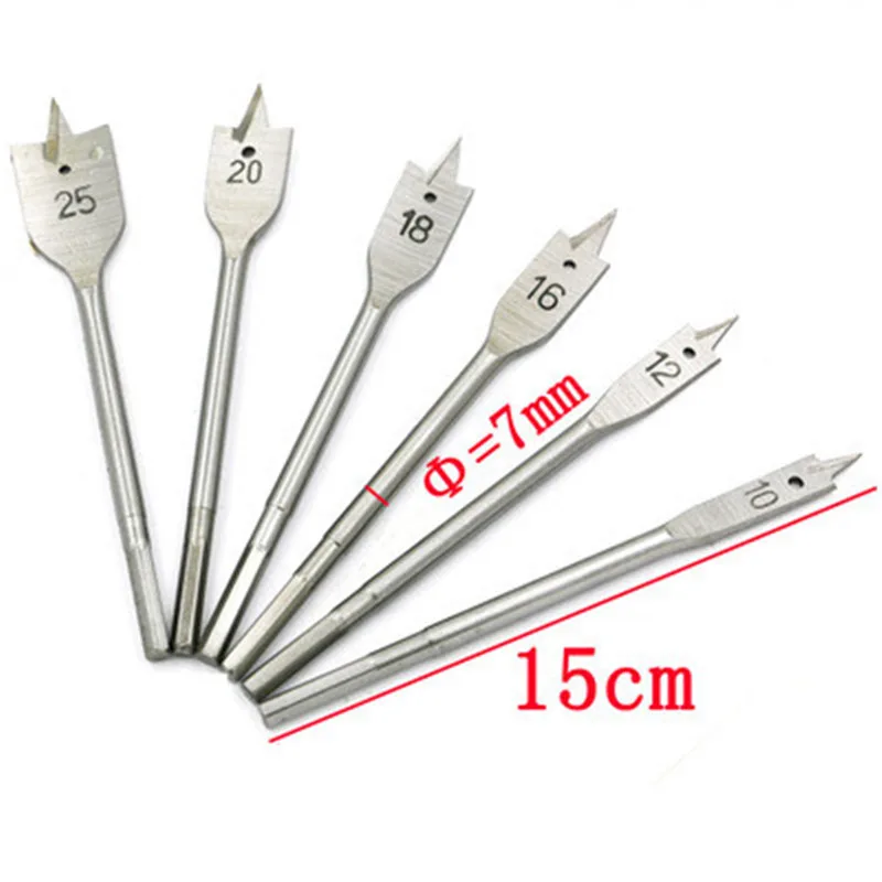 

10-25mm Flat Drill Long High-carbon Steel Wood Flat Drill Set Woodworking Spade Drill Bits Durable Woodworking Tool Sets
