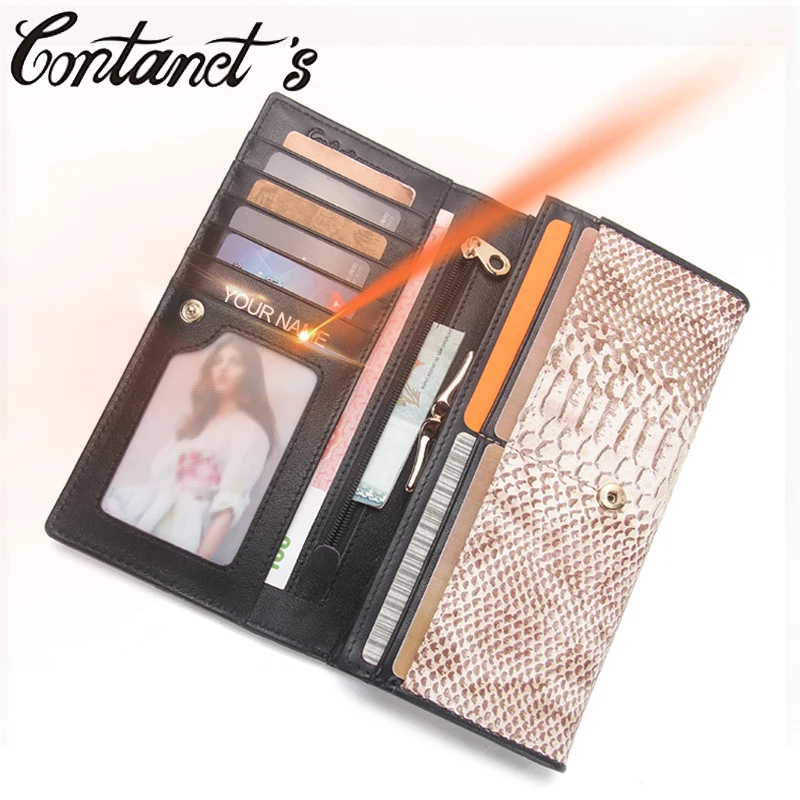 Со змеиным узором Для женщин клатч кошельки из натуральной кожи Длинные Сумочка