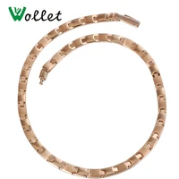wollet jewelry health rose gold color germanium hematite stainless steel magnetic necklace for women men bio energy pendant gift