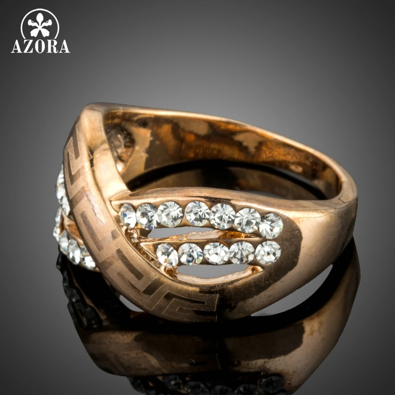 Азора Z письмо шаблон Ясно Австрийский Стразы Кольца для женщин из розового