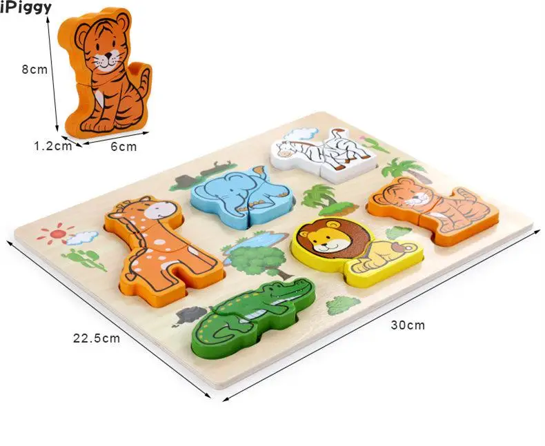 iPiggy New Arrival Baby Toys 3D Puzzle Wooden Carton Animal Fruit Matching Board Children Educational Birthday Gift | Игрушки и хобби