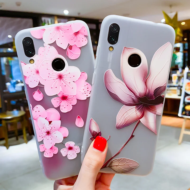 Чехол для Xiaomi Redmi Note 7 5A S2 6 Pro 5 4X 4A 5X Mi A1 6X 9 8 Lite Мягкий ТПУ чехол с цветочным узором |